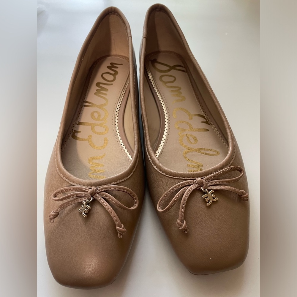 Sam Edelman Tan Flats with Bow Detail